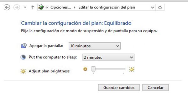 Configurar pantalla inactiva en Windows 8