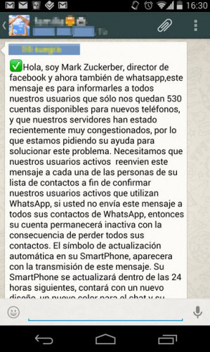 Mensajes peligrosos en WhatsApp